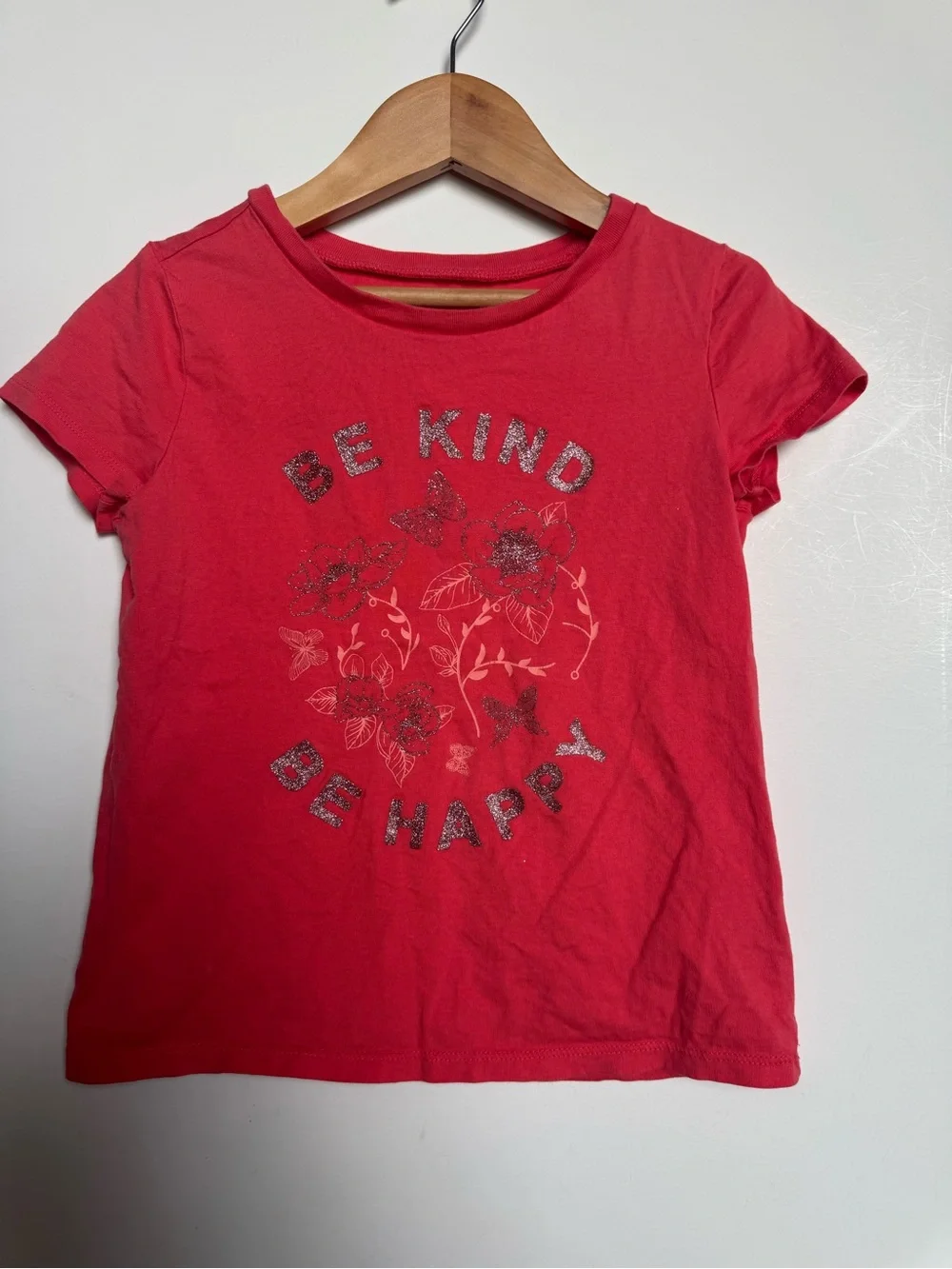 GirlsOshKosh B'gosh Short Sleeve Tee with Glitter 'Be Kind Be Happy' Graphic